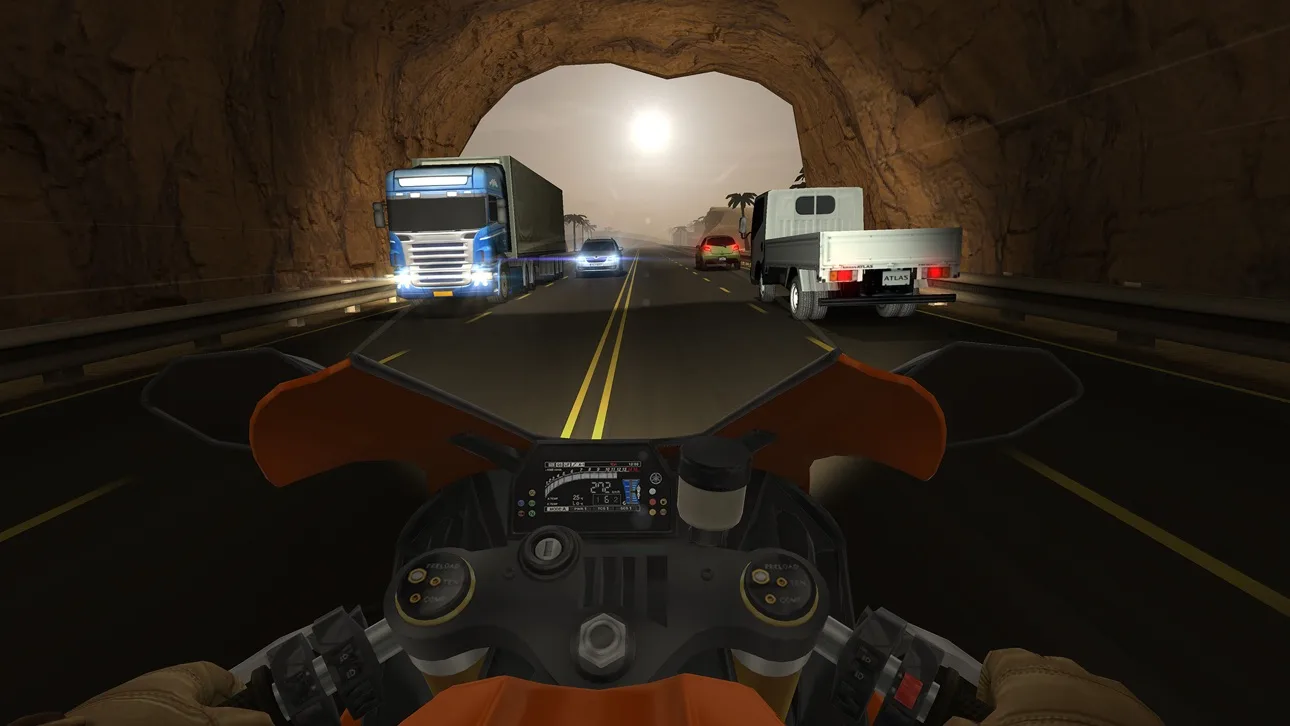 Traffic Rider — вечерний закат на трассе