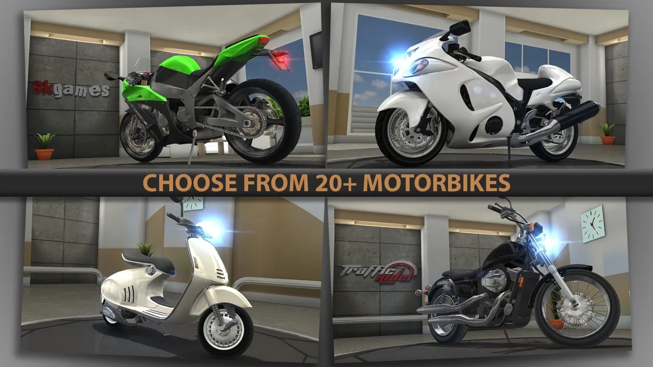 Traffic Rider — мотоцикл на трассе, вид от третьего лица